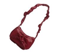 [Mllepjdh] Trendy Ruched Pleated Shoulder Bag Unique Bowknot PU Leather Moon Shape Fashion Underarm Handbag Purse