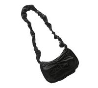 [Mllepjdh] Trendy Ruched Pleated Shoulder Bag Unique Bowknot PU Leather Moon Shape Fashion Underarm Handbag Purse