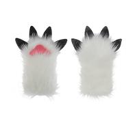 Mllepjdh Unisex Cosplay Gloves Cartoon Animal Paw Shape Plush Halloween Mittens Furry Cuffs For Carnival Party Color Matching Full Finger Animals Paws Animals Paw Shape Carnival Party