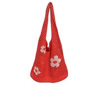 Mllepjdh Vintage Mesh Hollow Shoulder Bag Flower Knitted Bag Handbag Large Capacity Tote Stray Day Shoulder