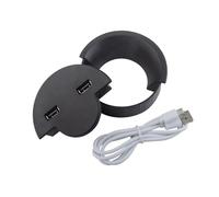 Mllepjdh Wire Hole Cover Outlet Port Table Computer PC Desk Round Cable Grommet Line Holder 2 Port USB For Electronic Space Saving Desk Accessories