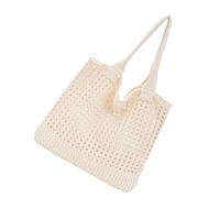 [Mllepjdh] Women Handmade Crochet Beach Tote Bag Mesh Foldable Shoulder Purse Casual Mesh Beach Bag