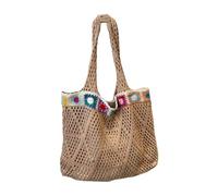 Mllepjdh Women's Embroidery Beach Bag Hollow Out Crochet Knit Shoulder Large Capacity Travel Handbag For Holiday Vacation City Walk Shoulder
