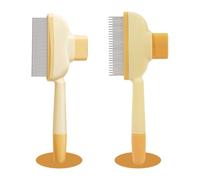 Mllepjdh2PCS Stainless Steel Detangling Brush Grooming Tool with Easy Press Design for Dogs and Cats Easy Press Design