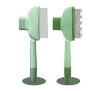 Mllepjdh2PCS Stainless Steel Detangling Brush Grooming Tool with Easy Press Design for Dogs and Cats Easy Press Design