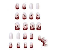 Mllkcao Fake Nails Coffin For Womens Halloween Full Cover Press on Blood Drop Payment Waterproof Detachable False Nail Patch（1ml Glue）, Multicolor