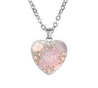 Mllkcao Necklaces for Womens UK Heart Pendant Necklace Engraved with MOM Mother Plot Gift Love Accessories Silver Chain