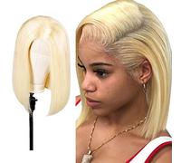 Mllkcao Straight Bob Wigs for Women, Black/Blonde/Wine Short Hair Wig Natural Fashion Synthetic Daily Party Use, Light gold, 15.7inch