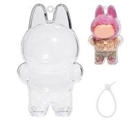 MLLNFUE 1PCS Protective Case Compatible with LABU The Monsters Exciting Macaron - Clear Plastic Box with Keychain & Anti-Loss Silicone Strap,Plastic Clear Display Box(No Doll Included,17CM)