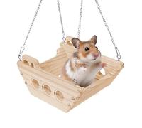 MLLNFUE Natural Wood Chinchilla for Cage Swing - Cage Ledge + Hanging Bed,Wooden Chinchilla Toys and Cage Accessories, Hamster House Ledges