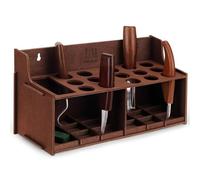 MLLNFUE Wood Carving Tools Organizer Holder,Storage for 16 Whittling Knives- Rack with 1 Large Grid, 15 Small Grids,Workshop Storage, Woodworking Tools Organizer, Vintage