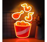mllusxg Neon Sign - Fried Chicken - 12 inches x 17 inches - Glass, Neon - Wall Mount - Contemporary