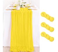 MLMC 3 Pack Yellow Table Runner 10ft Spring Sheer Gauze Cheesecloth Table Runner Cheese Cloth Centerpiece Decororations 35x120 Inches for Easter Wedding Bridal Baby Shower Birthday Party Decor