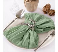 MLMC 40 Pack Sage Green Cheesecloth Napkins Boho Rustic Gauze Cloth Napkins Washable 21"x21" for Wedding Bridal Shower Birthday Anniversary Dinner Decor