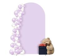 MLMC 7.2FT Lilac Arch Backdrop Cover Fitted Spandex Backdrop Stand Cover Stretchy Round Top Chiara Arch Cover for Wedding Baby Shower Birthday Ceremony Photography Background Decor 7.2x4FT