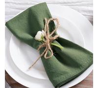 MLMC 8 Pack Olive Green Cloth Napkins Rustic Washable Christmas Cotton Linen Napkins Set of 8 17"x17" Reusable Dinner Napkins Cloth for Fall Wedding Party Gathering Decor
