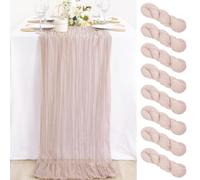 MLMC 8 Pack Pink Table Runner Boho Dusty Pink Cheesecloth Table Runner 10ft Gauze Cheese Cloth Fall Decor 35x120 Inches for Wedding Bridal Baby Shower Birthday Party Decor