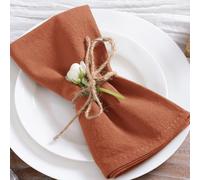 MLMC 8 Pack Terracotta Cloth Napkins Rustic Washable Thanksgiving Napkins Set of 8 17"x17" Burnt Orange Reusable Dinner Napkins Cloth for Fall Wedding Bridal Shower Party Picnic Dinning Table Decor
