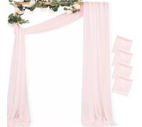 MLMC Blush Pink Wedding Arch Draping Fabric 4 Panels 29" x 20 FT Extra Long Gauze Drapes Sheer Backdrop Curtains 6.6 Yards Outdoor Drapery Panels for Wedding Ceremony Party Ceiling Decoration