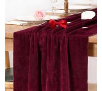 MLMC Burgundy Velvet Table Runner 10ft Elegant Luxury Wine Red Velvet Fall Table Runner 20x120 Inches Table Decor for Wedding Bridal Shower Home Party Halloween Chritmas Decor
