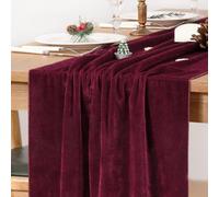MLMC Burgundy Velvet Table Runner 10ft Elegant Luxury Wine Red Velvet Fall Table Runner 20x120 Inches Table Decor for Wedding Bridal Shower Home Party Halloween Chritmas Decor