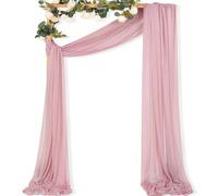 MLMC Dusty Rose Wedding Arch Draping Fabric 1 Panel 29" x 20 FT Extra Long Gauze Drapes Sheer Backdrop Curtains 6.6 Yards Airy Outdoor Drapery Panels for Wedding Bridal Shower Ceiling Decoration