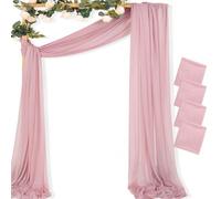 MLMC Dusty Rose Wedding Arch Draping Fabric 4 Panels 29" x 20 FT Extra Long Gauze Drapes Sheer Backdrop Curtains 6.6 Yards Outdoor Drapery Panels for Wedding Ceremony Party Ceiling Decoration