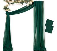 MLMC Emerald Green Wedding Arch Draping Fabric 2 Panels 29" x 20 FT Extra Long Gauze Drapes Sheer Backdrop Curtains 6.6 Yards Outdoor Drapery Panels for Wedding Ceremony Party Ceiling Decoration