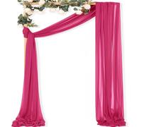 MLMC Hot Pink Wedding Arch Draping Fabric 1 Panel 29" x 20 FT Extra Long Gauze Drapes Sheer Backdrop Curtains 6.6 Yards Outdoor Drapery Panels for Wedding Ceremony Party Ceiling Decoration