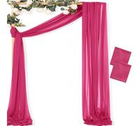 MLMC Hot Pink Wedding Arch Draping Fabric 2 Panels 29" x 20 FT Extra Long Gauze Drapes Sheer Backdrop Curtains 6.6 Yards Outdoor Drapery Panels for Wedding Ceremony Party Ceiling Decoration