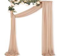 MLMC Nude Wedding Arch Draping Fabric 1 Panel 29" x 20 FT Extra Long Gauze Drapes Sheer Backdrop Curtains 6.6 Yards Outdoor Drapery Panels for Wedding Anniversary Ceiling Decoration
