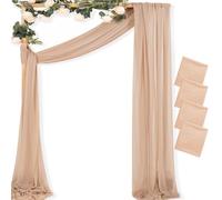 MLMC Nude Wedding Arch Draping Fabric 4 Panels 29" x 20 FT Extra Long Gauze Drapes Sheer Backdrop Curtains 6.6 Yards Outdoor Drapery Panels for Wedding Ceremony Party Ceiling Decoration