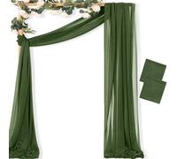 MLMC Olive Green Wedding Arch Draping Fabric 2 Panels 29" x 20 FT Extra Long Gauze Drapes Sheer Backdrop Curtains 6.6 Yards Outdoor Drapery Panels for Wedding Ceremony Party Ceiling Decoration