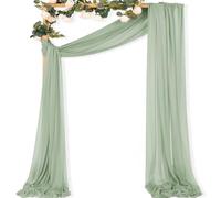 MLMC Sage Green Wedding Arch Draping Fabric 1 Panel 29" x 20 FT Extra Long Gauze Drapes Sheer Backdrop Curtains 6.6 Yards Outdoor Drapery Panels for Wedding Ceremony Party Ceiling Decoration