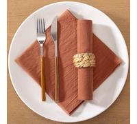 MLMC Terracotta Cotton Linen Napkins Rustic Washable Cloth Napkins Bulk Set of 8 Burnt Orange 17"x17" Soft Reusable Stonewashed Dinner Napkins Cloth for Family Gathering Party Picini Everyday Use