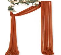 MLMC Terracotta Wedding Arch Draping Fabric 1 Panel 29" x 20 FT Extra Long Gauze Drapes Sheer Backdrop Curtains 6.6 Yards Outdoor Drapery Panels for Wedding Ceremony Party Ceiling Decoration