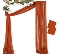 MLMC Terracotta Wedding Arch Draping Fabric 2 Panels 29" x 20 FT Extra Long Gauze Drapes Sheer Backdrop Curtains 6.6 Yards Outdoor Drapery Panels for Wedding Ceremony Party Ceiling Decoration