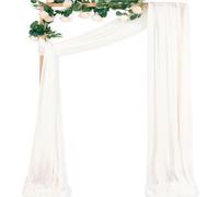 MLMC Wedding Arch Draping Fabric 29" x 20 FT Extra Long Airy Gauze Drapes Backdrop Curtains 6.6 Yards Light Weight Outdoor Drapery Panels for Wedding Ceremony Church Events Decor 1 Panel Ivory