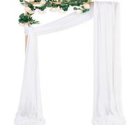 MLMC White Sheer Wedding Arch Draping Fabric 1 Panel 29" x 20 FT Extra Long Airy Gauze Drapes Backdrop Curtains 6.6 Yards Light Weight Outdoor Drapery Panels for Wedding Ceremony Church Events Decor