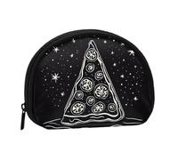 Mlmnbvc Change Purse Travel Pocket Coin Purse Small Wallet Zipper Pouches for Money Card Key Lipstick - Pizza Constellation, Black, Black, One Size, Modern