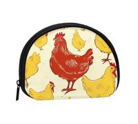 Mlmnbvc Change Purse Travel Pocket Coin Purse Small Wallet Zipper Pouches for Money Card Key Lipstick - Chicken Chick, Black, Black, One Size, Modern