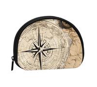 Mlmnbvc Change Purse Travel Pocket Coin Purse Small Wallet Zipper Pouches for Money Card Key Lipstick - Compass Map Nautical, Black, Black, One Size, Modern