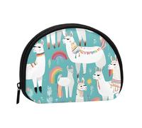 Mlmnbvc Change Purse Travel Pocket Coin Purse Small Wallet Zipper Pouches for Money Card Key Lipstick - Cute Llama, Black, Black, One Size, Modern