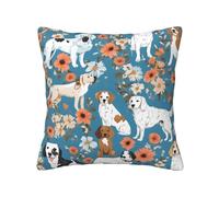 MLMNBVC Decorative Throw Pillow Covers 20 x 20 Outdoor Sofa Couch Pillow Covers Pillowcases for Farmhouse/Apartment/Living Room Decor and Accessories - Sweet Basset Hound Florals