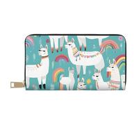Mlmnbvc Long PU Leather Wallet with Zipper for Women Men Summer Large Capacity Clutch Purse for Cards Cash Coins Organizer - Cute Llama, White, One Size, Casual
