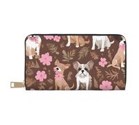 Mlmnbvc Long PU Leather Wallet with Zipper for Women Men Summer Large Capacity Clutch Purse for Cards Cash Coins Organizer - English Bulldogs, White, One Size, Casual