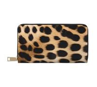 Mlmnbvc Long PU Leather Wallet with Zipper for Women Men Summer Large Capacity Clutch Purse for Cards Cash Coins Organizer - Rough Leopard print, White, One Size, Casual