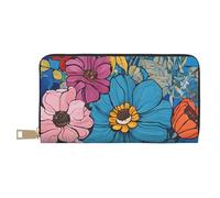 Mlmnbvc Long PU Leather Wallet with Zipper for Women Men Summer Large Capacity Clutch Purse for Cards Cash Coins Organizer - Hello Hawaii, White, One Size, Casual