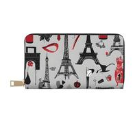 Mlmnbvc Long PU Leather Wallet with Zipper for Women Men Summer Large Capacity Clutch Purse for Cards Cash Coins Organizer - French Fashion Model Ferrets, White, One Size, Casual