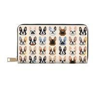 Mlmnbvc Long PU Leather Wallet with Zipper for Women Men Summer Large Capacity Clutch Purse for Cards Cash Coins Organizer - I Love French Bulldog, White, One Size, Casual
